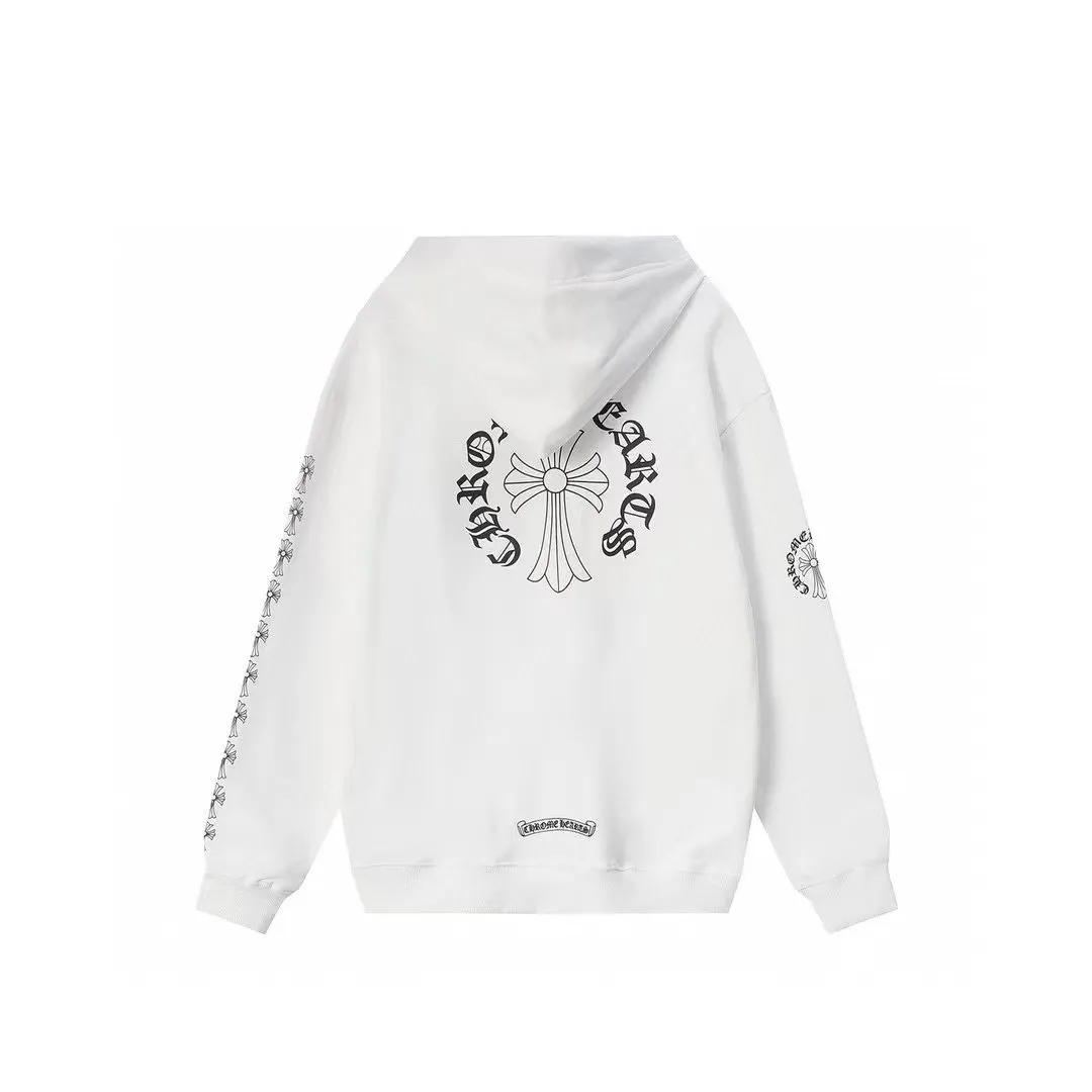 Q12—P230 -Chrome Hearts/Chrome Hearts printed zipper sweatshirt cardigan jacket -420 grams of high-density, high-quality wool, soft, delicate and skin-friendly, soft and silky to the touch, warm and skin-friendly -The hardware zipper accessories are all customized and full of details -Colour: black white -Size: S M L XL